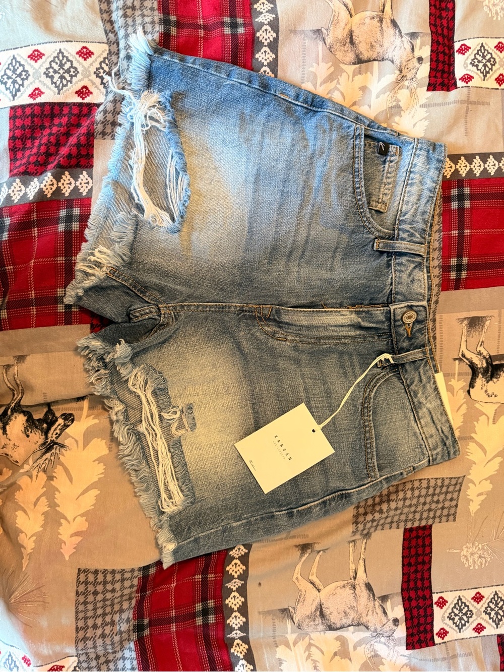 KanCan Light Blue Distressed Denim Shorts